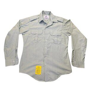 DSCP US Army Man's Long Sleeve AG-415 Dress Shirt Size 15 1/2 x 34/35 USA Green